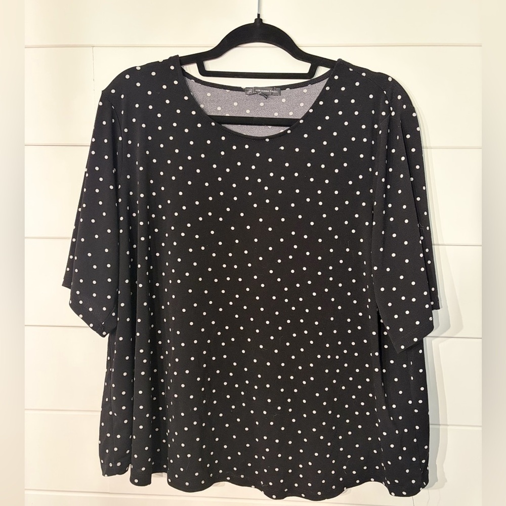 Adrianna Papell Black and White Polka Dot Blouse